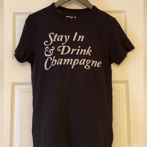 Chaser Stay In & Drink Champagne Graphic Tee Shirt Size Medium